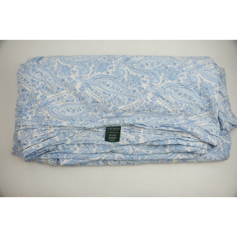 Lauren Ralph Lauren Flat Sheet King Blue Bantry Paisley Cotton Excellent
